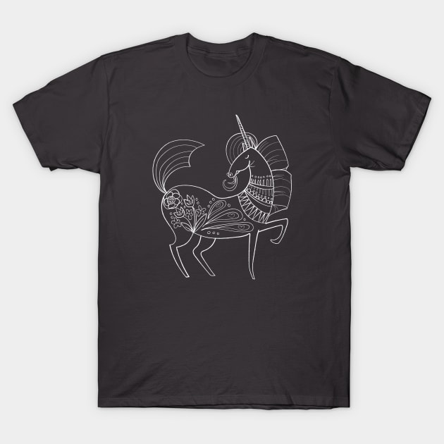 Unicorn Outline - White T-Shirt by Bittersweet & Bewitching